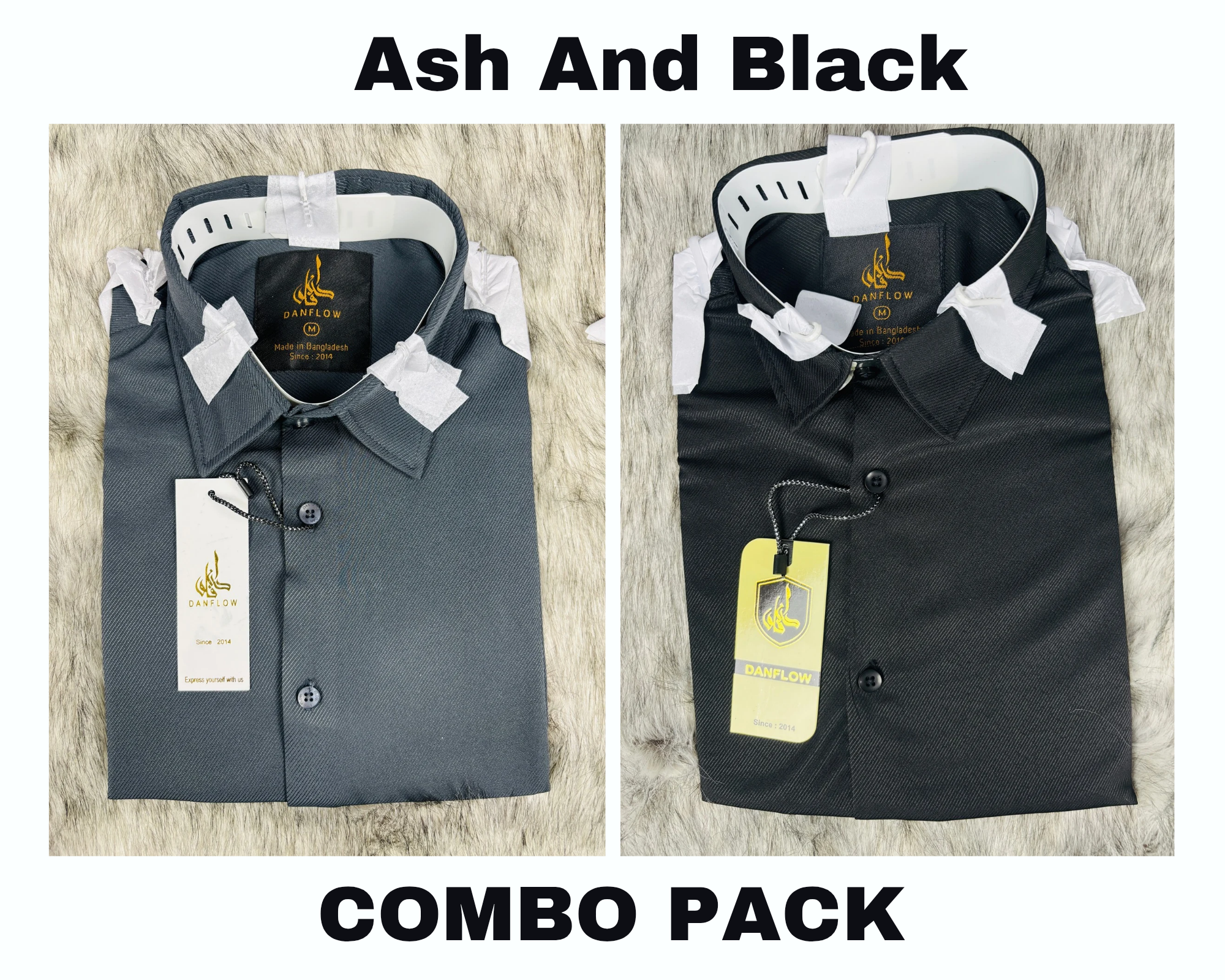 Premium Formal Shirt Combo Pack Ash And Black