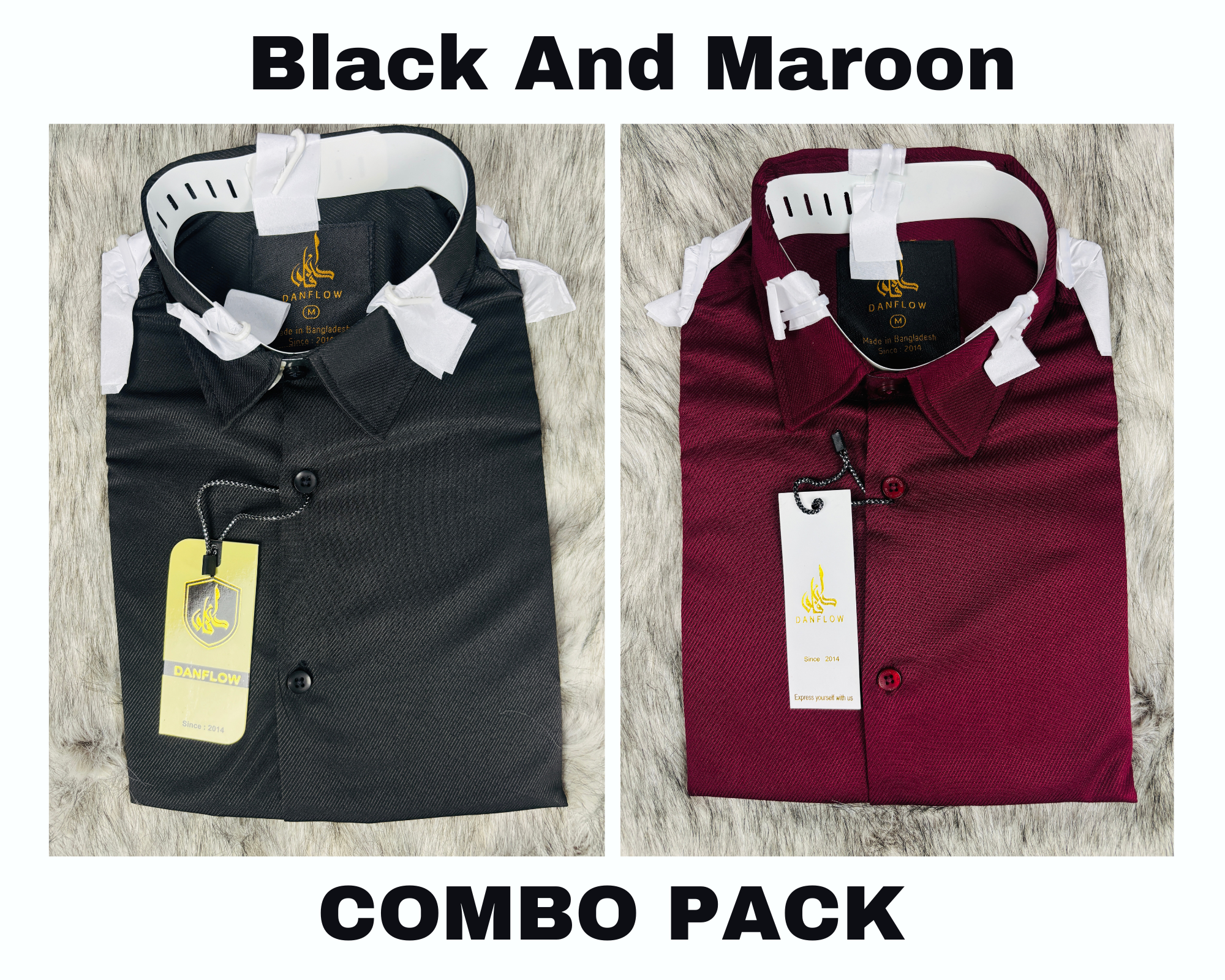 Premium Formal Shirt Combo Pack Black And Maroon